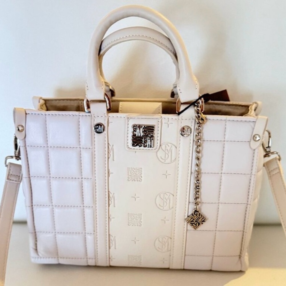 NWT! Steve Madden BMICH SATCHEL BAG, Pearl White